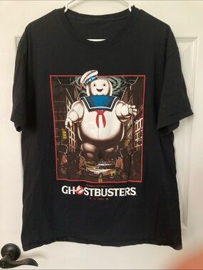 Men’s Black Ghostbusters Stay Puft Graphic Short Sleeve Tee Large